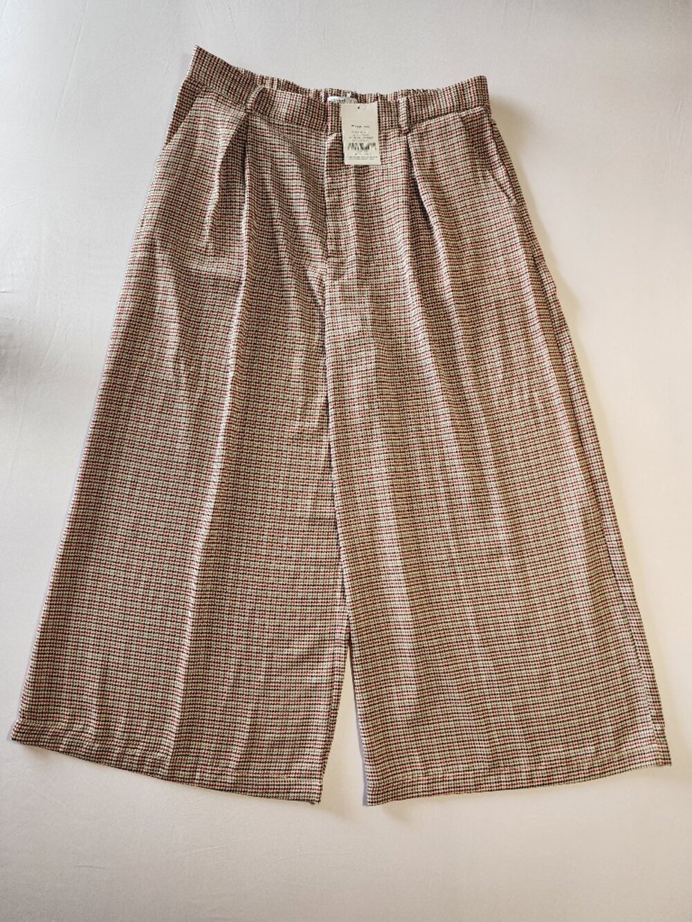 NWT Tronjori Women’s Wide Leg Pants Houndstooth Plaid Trousers Size XXL Short